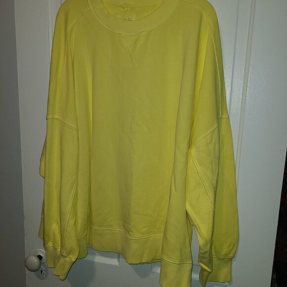 NWT Aerie Oversized Sweatshirt Bright Yellow Crew Neck Tunic Top XXL - Picture 1 of 6